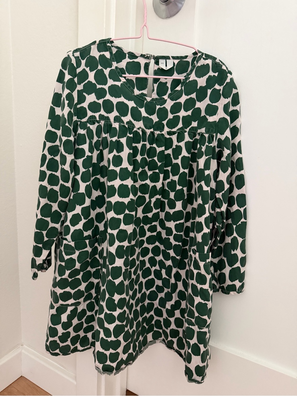 Arket Girl’s Green and White Polka-Print Long-Sleeve Dress